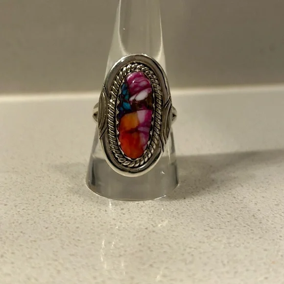 Pink Dahlia Natural Stone Ring in Sterling Silver - Picture 2 of 2